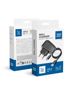 Phone charger Blue Star Lite USB A 1A 5W + cable USB A to Micro USB TFK-TC-1095B black