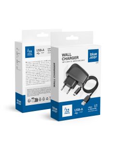 Phone charger Blue Star Lite USB A 2A 10W + cable USB A to Micro USB TFK-TC-1095B black