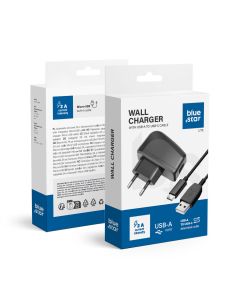 Phone charger Blue Star Lite USB A 2A 10W + cable USB A to USB C TFK-TC-1095B black