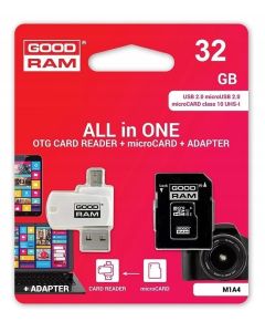 GOODRAM card reader USB A + Micro USB ALL IN ONE M1A4 + memory card micro SD 32GB with adapter SD