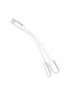 Adapter AUX 2in1 Type C (male) to Type C (female) / Jack 3 5 mm (female) white