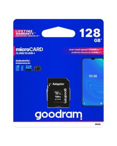 GOODRAM memory card microSD 128GB 100MB/s class 10 UHS I with adapter SD
