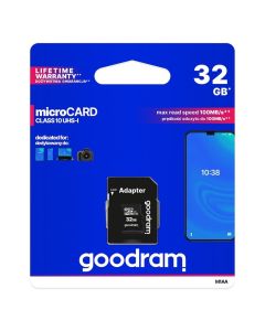 GOODRAM memory card microSD 32GB 100MB/s class 10 UHS I with adapter SD