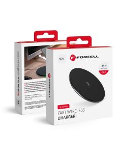 Wireless charger Forcell F-Energy Qi QC 15W + kabel USB C do USB A black