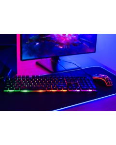 ART set wire keyboard USB A QWERTY with light + wire mouse USB A with light AK-50 black