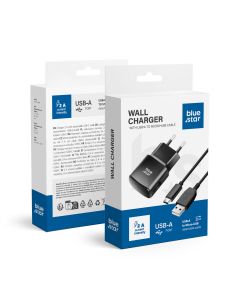 Phone charger Blue Star USB A 2A 10W + cable USB A to Micro USB TFK-TC-1100B black