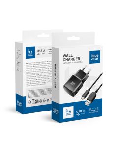 Phone charger Blue Star USB A 2A 10W + cable USB A do USB C TFK-TC-1100B black
