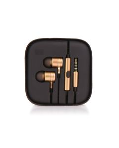 Wire earphones Jack 3 5 mm with microphone Mi metal box gold