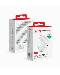 Phone charger Forcell F-Energy USB C QC4.0 PD 3A 20W + kabel USB C to Lightning TFK-TC-20WPD white