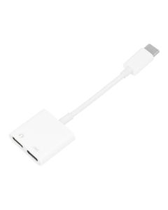 Adaptor AUX 2in1 Type C (male) to Type C (female) / Type C (female) BOX white [DAC]