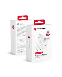 Phone charger Forcell F-Energy USB C QC4.0 PD 3A 25W + kabel USB C to USB C TFK-TC-25WPD white