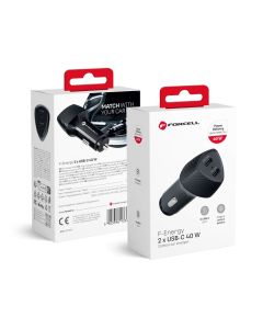 Car charger Forcell F-Energy Carbon 2 x USB C QC3.0 PD 3A 40W CC50-2C black