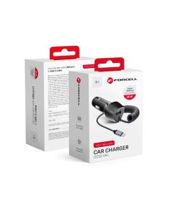 Car charger Forcell F-Energy Carbon USB A QC3.0 PD 3A 38W with cable USB C CC50-1AC black