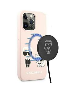 KARL LAGERFELD case for IPHONE 13 Pro Max KLHMP13XSSKCI (Ikonik Karl and Choupette + MAG) light pink