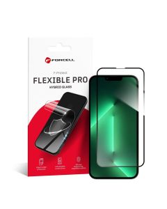 Hybrid glass to iPhone 13 / 13 PRO / 14 / 16e (SE 4 2025) Forcell Flexible 5D black
