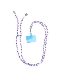 SWING (6mm) Phone lanyard  Phone pendant with adjustable length / cord length 165cm (max 82.5cm in the loop) / on the shoulder or neck - white - purple