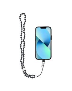 CRYSTAL DIAMOND Phone lanyard  Phone pendant / cord length 74cm (37cm in the loop) / on neck - black