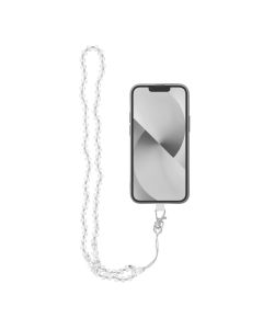 CRYSTAL DIAMOND Phone lanyard  Phone pendant / cord length 74cm (37cm in the loop) / on neck - white