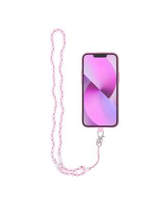 CRYSTAL DIAMOND Phone lanyard  Phone pendant / cord length 74cm (37cm in the loop) / on neck - lite pink