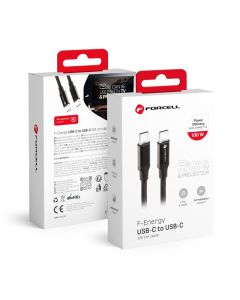 Cable USB C to USB C Forcell F-Energy QC4.0 PD 5A 100W E-mark / 4K / Thunderbolt / 20Gbit/s 1 m C391 black