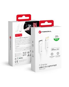 Cable USB C to Lightning Forcell F-Energy MFi PD 3A 30W 1 m C901 white