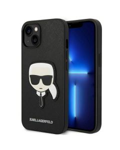 KARL LAGERFELD case for IPHONE 14 Plus KLHCP14MSAPKHK (Saffiano With Karl Head Patch) black