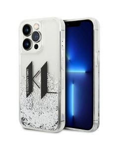 KARL LAGERFELD case for IPHONE 14 Pro KLHCP14LLBKLCS (Liguid Glitter Big KL Logo) silver