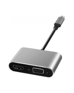 ART cable 2in1 Type C (male) to HDMI (female) 4K 30Hz + SVGA 15pin (female) 0 15 m silver