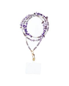 STONE Phone lanyard  Phone pendant / cord length 82cm (41cm in the loop) / on neck - purple