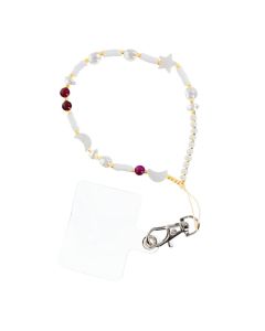 SHELLS Phone lanyard  Phone pendant / cord length 44cm (22cm in the loop) / on hand - white and purple