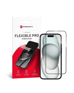 Hybrid glass to iPhone 15 PLUS Forcell Flexible 5D black