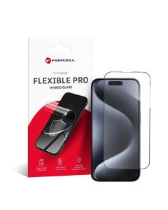 Hybrid glass to iPhone 15 PRO Forcell Flexible 5D black