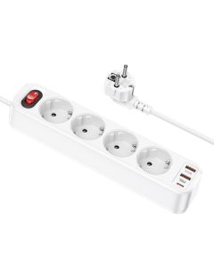 Power strip 1 8 m Hoco 4 sockets + 2 x USB A + USB C QC3.0 PD 3A 20W NS1 white