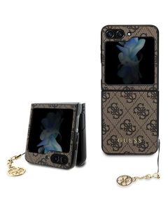 GUESS case for SAMSUNG Z Flip 5 GUHCZF5GF4GBR (4G Charm) brown