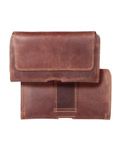 ROYAL Crazy Horse universal horizontal leather belt holster size L for IPHONE 12 / 12 PRO / 13 / 13 PRO / 14 / 14 PRO / SAMSUNG S10 / S20 / S21 / A40 / HUAWEI P8 LITE / P30 / P40 / P9 LITE brown
