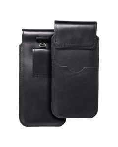 ROYAL - Leather universal flap pocket / black - Size 2XL+tall - SAMSUNG S21 ULTRA / HUAWEI P Smart 2021 / XIAOMI Redmi 12 / OPPO A98 5G
