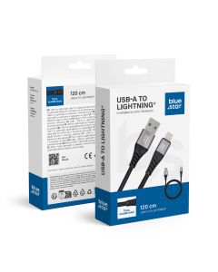 Cable USB A to Lightning Blue Star 2 4A with braid 1 2 m TFK-DC-003 black