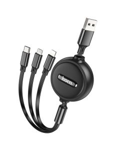 Cable 3in1 USB A to Lightning / Micro USB / USB C Hoco 2A 1 m X75 black