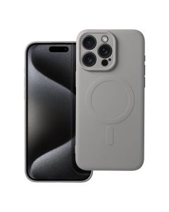 SILICONE MAG COVER case compatible with MagSafe for IPHONE 15 Pro Max grey titanium