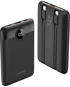 VEGER powerbank 10000 mAh with built-in cables Type C / Lightning PD QC3.0 2A 22 5W C11 (W1170) black