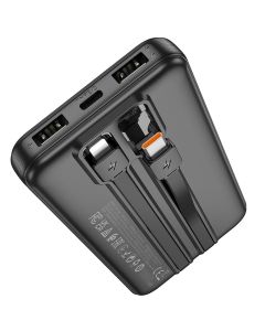 Powerbank Hoco 10000 mAh 2A with built-in cables USB C + Lightning J118 black