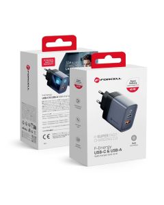 Phone charger Forcell F-Energy GaN USB C + USB A QC4.0 PD 4A 45W VT-39 gray