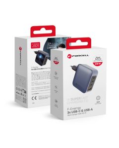 Phone charger Forcell F-Energy GaN 3 x USB C + USB A QC4.0 PD 5A 100W VT-46 gray