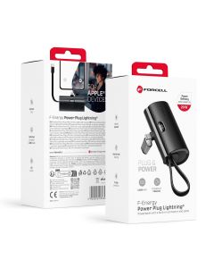 Powerbank Forcell F-Energy Power Plug F5K3 PD 20W 5000 mAh with built-in connector Lightning black