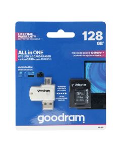 GOODRAM card reader USB A + Micro USB ALL IN ONE M1A4 + memory card micro SD 128GB with adapter SD