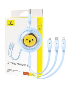BASEUS retractable cable 3in1 USB A to Micro USB / Lightning / Type C CB000063 1 1 m blue