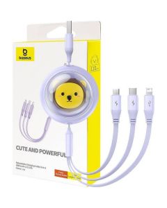 BASEUS retractable cable 3in1 USB A to Micro USB / Lightning / Type C CB000063 1 1 m purple