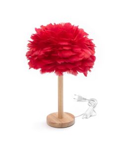 Table lamp bedside feather Art Deco red CBDPH
