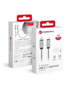 Cable USB C to Lightning Forcell F-Energy PD 3A 27W Metal 1 m C238 silver