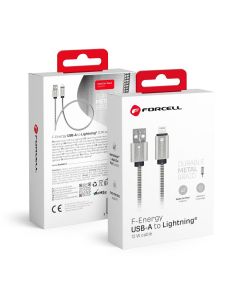Cable USB A to Lightning Forcell F-Energy 2 4A 12W Metal 1 m C236 silver
